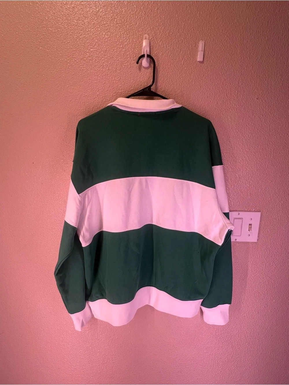 Champion Green and White Half-Zip Rugby Pullover